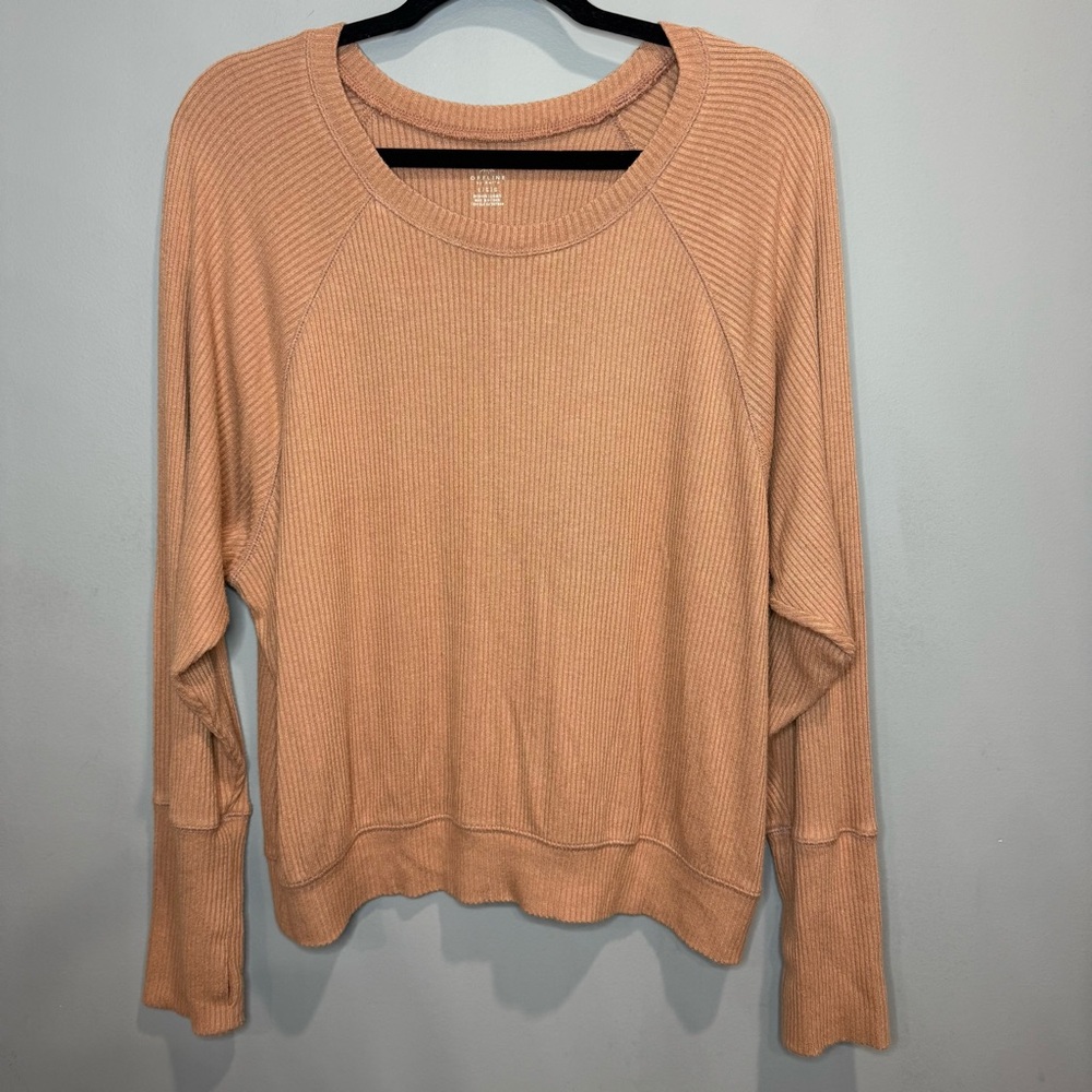 Offline By Aerie Tan Ribbed Long Sleeve size large